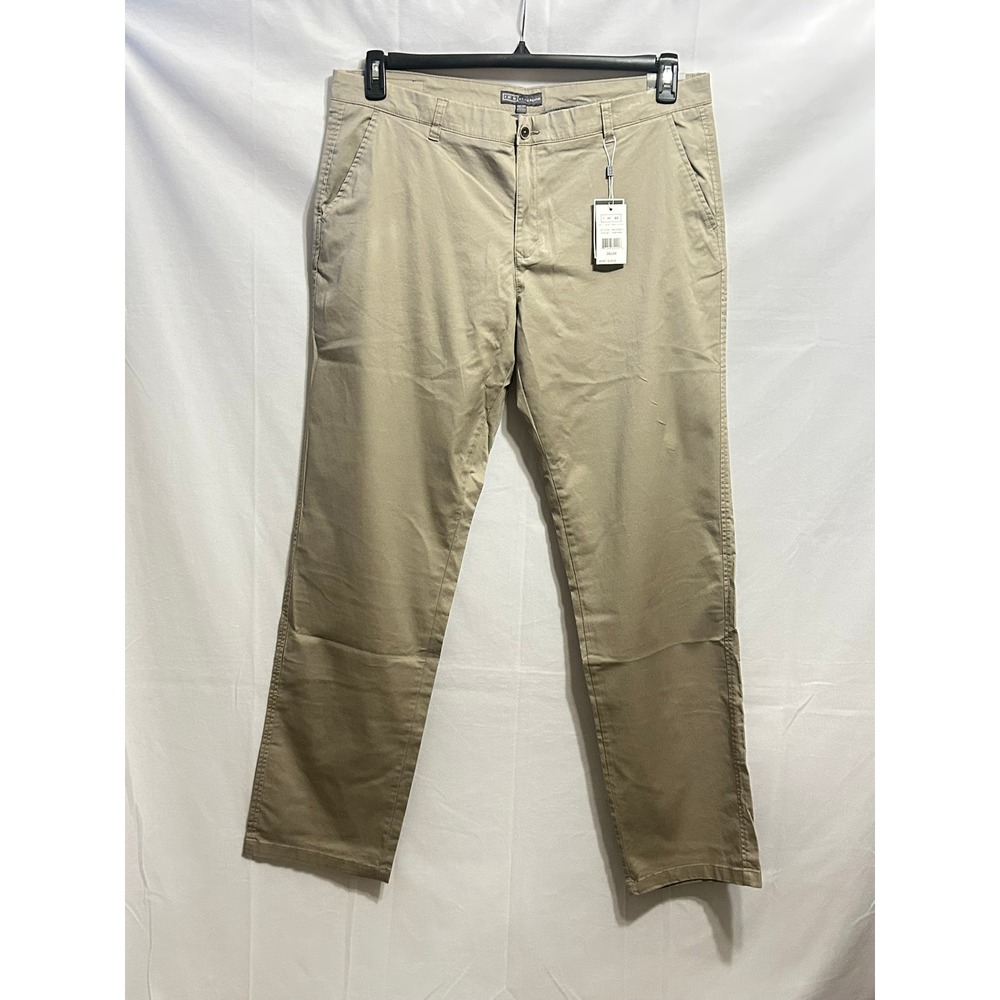 NWT Ike Behar Mens Khaki Chino Pants 38x34 Flat Front Business Casual Pants $120